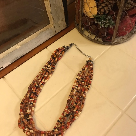 Multi-beaded multi-strand brown toned necklace - Picture 3 of 4